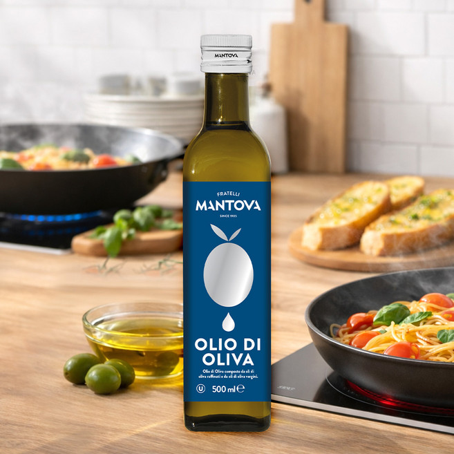 만토바 올리브 오일 퓨어 500ml 올리브유 폴리페놀 올레오칸탈 샐러드 드레싱 스테이크, 1개