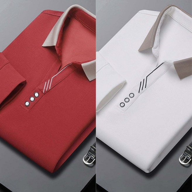 메인워크 1+1 중장년남성 폴로넥 긴팔 티셔츠 봄가을 빅사이즈 아빠옷 터틀넥 카라셔츠 캐주얼 이너웨어 데일리 슬림핏 스판 간절기 상의 2매입