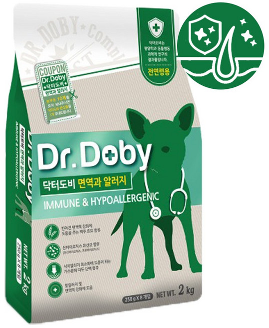 닥터도비 면역과 알러지 강아지 저알러지 기능성 사료, 눈물개선/눈건강, 2kg, 1개