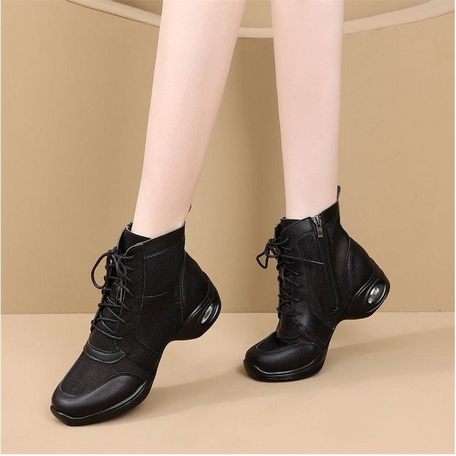 블라벨리 하이탑 여성댄스화 스포츠댄스슈즈 메쉬 댄스부츠 에어로빅화 라인댄스화ZH5821, 230, 블랙