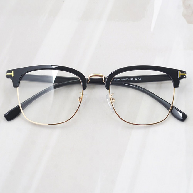 하루홀릭 남자 여자 공용 블루라이트 차단 사각 뿔테 콤비 하금테 안경