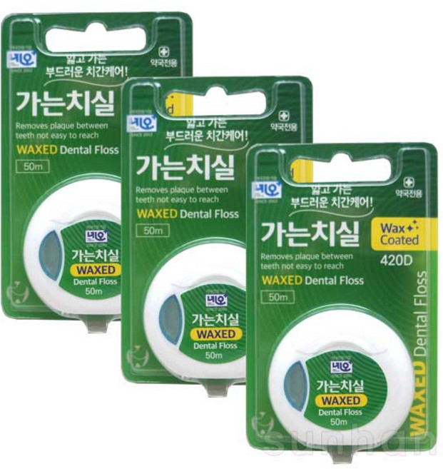 네오 가는치실 (왁스) 420D 50m 치간케어 치태 입냄새 제거 잇몸질환예방 얇은 치실, 3개, 1개입