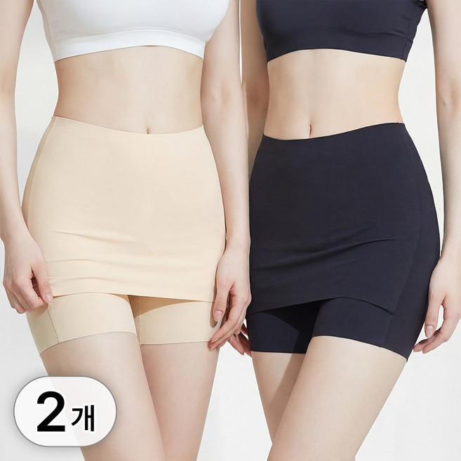 라뷰드 2개 세트 Y존 커버 3부 심리스 속바지 여성 여자 성인 웨딩 스킨 노라인 사각 반바지 속옷 치마 속치마 바지 여름 여름용 겨울 편한 밴드 복부 보정