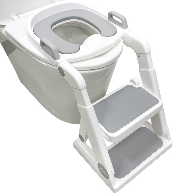 나와아기 사다리 변기커버 PLUS 접이식 아기변기 계단, 그레이
