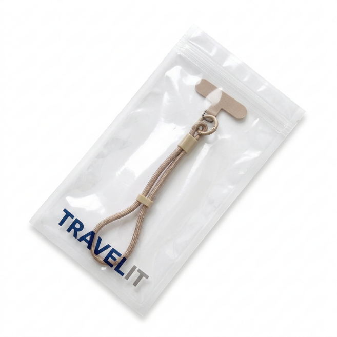 트래블잇 낙하 도난 방지 핸드폰 스트랩, 1개, 베이지