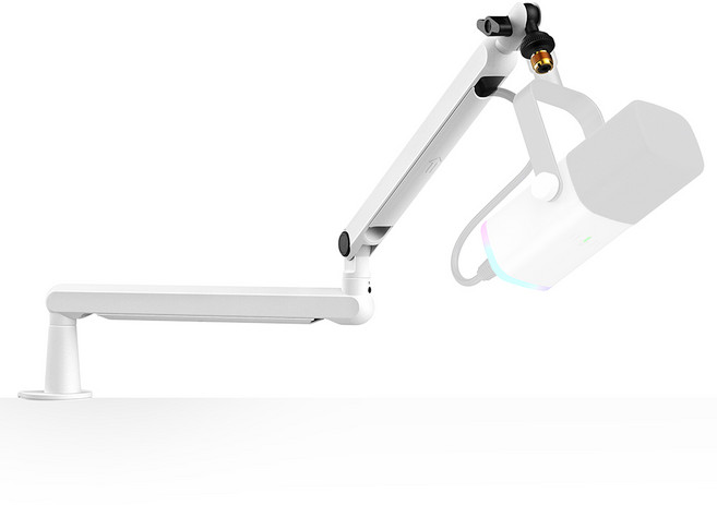 피파인 BM88 마이크 암 거치대 로우 프로파일 굴절형 책상용 스탠드 방송 게임 스튜디오용 케이블 관리, 하얀색, 1개