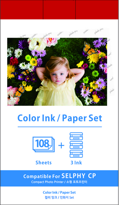 캐논 호환 셀피 CP1300 CP910 포토프린터 인화지 KP-108 포토 용지, KP-108 (4X6), 1세트