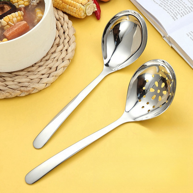 BLOWFISHFUGU 스텐 타공 국자 일체형 요리스푼, 1세트