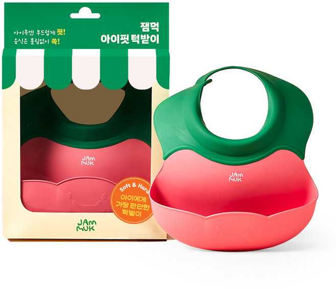 잼먹 아기 아이핏 턱받이, 1개, 1개입, 피치핏