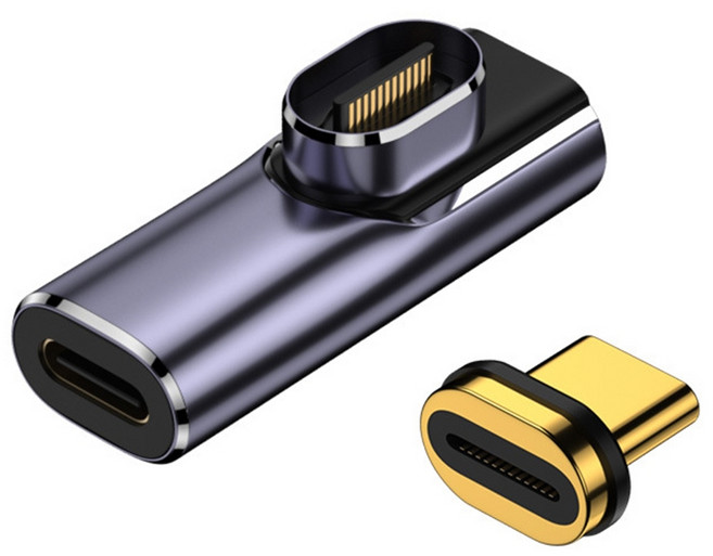 ibits MDD USB4 磁吸轉接頭 100W PD 40Gbps 8K60Hz 全功能, 1個, 中彎