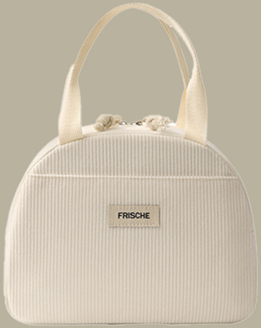 심쿵하니 포근한 하루 코듀로이 도시락가방, 베이직 크림