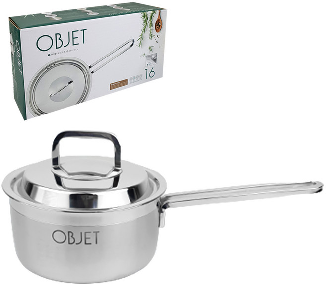 러브송 오브제 16편수 통3중 스테인레스 냄비 곰솥 양수 편수 전골냄비, 실버, 1개, 16cm, 편수냄비