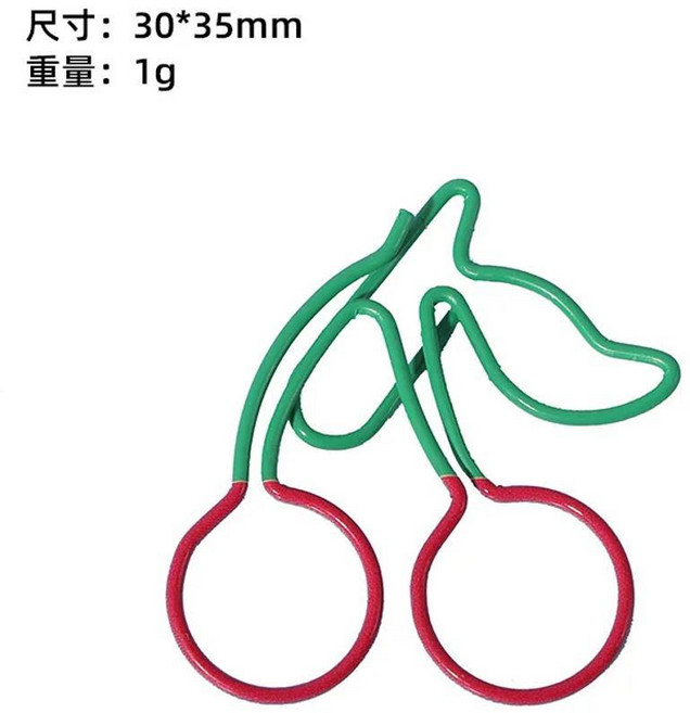 모듬 과일과 야채 모양 종이 클립 재미 있은 귀여운 책갈피 재미있는 사무용품 플래너, 1개, 색상: 10. Cherry