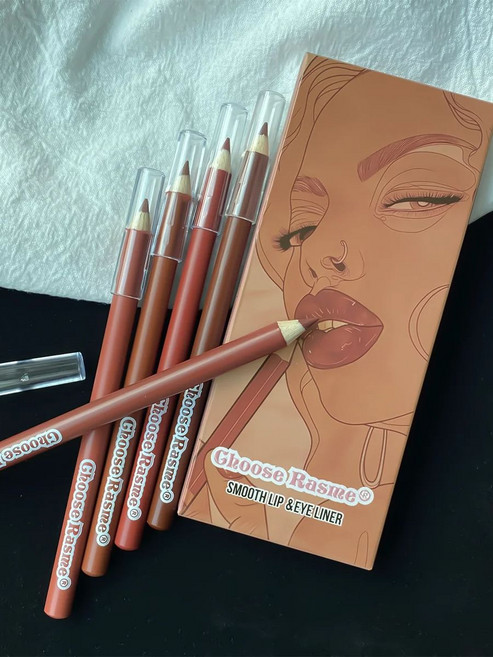 립 방수 땀 방지 라이너 펜 누드 립스틱 펜슬 세트 바래지 않는 컵 6 가지 색상 개, [02] CR0212C