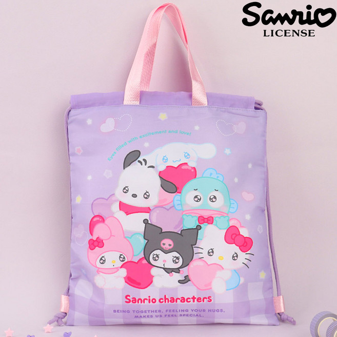 신발주머니 스트링끈 활용백팩 슬링백가능 산리오 캐릭터즈 학원가방 보조가방 학생조리개가방 사은품 으로 답례품 으로 딱