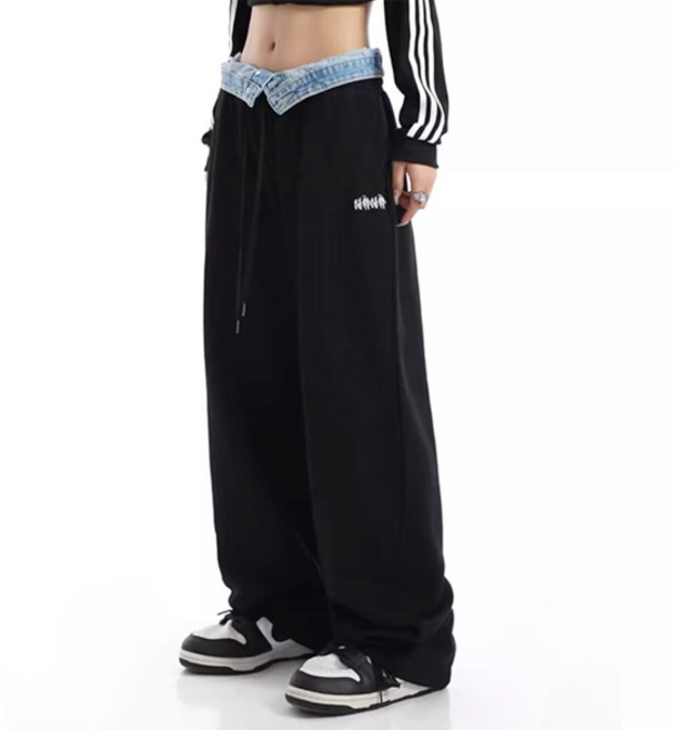 리로이 데님 레이어드 트레이닝 팬츠