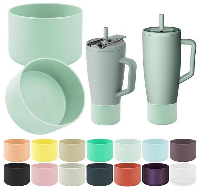 ZXFYE Brumate Era 1.2L40온스 887.2ml30온스 텀블러와 호환되는 보호 부츠 2개 찌그러짐 방지 및 미끄럼 실리콘 바닥 커버 프로텍터 슬리브 범퍼 손잡이, 세이지