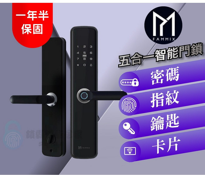 FAMMIX 菲米斯 SAFER-1 五合一智慧電子鎖 指紋密碼感應門鎖, 活動優惠, 詳見包裝, 詳見包裝