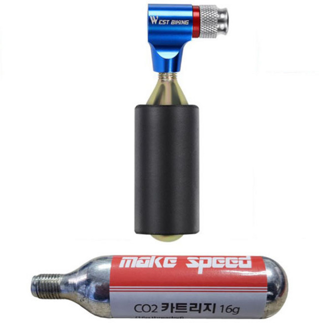 WEST BIKING CO2인젝터+CO2카트리지 16g (색상랜덤발송), 블루, 1세트