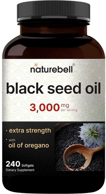 네이처벨 블랙씨드 오일 블랙시드오일 니겔라사티바 3000mg 오레가노 240캡슐, 1개, 240정