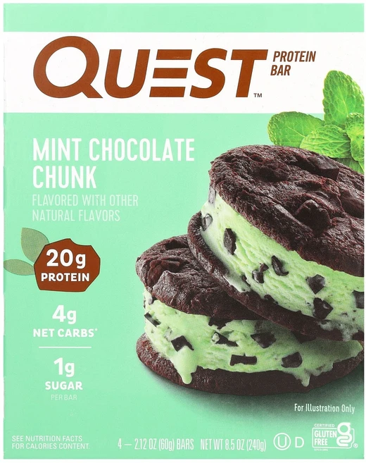 지금 곧 품절됩니다 Quest Nutrition 프로틴바 민트 초콜릿 청크 바 4개 개당 60g(2.12oz) 서둘러주시면 감사하겠습니다, QuestNutrition프로틴바민트초콜릿청크바4개개당, 60g - 쿠팡