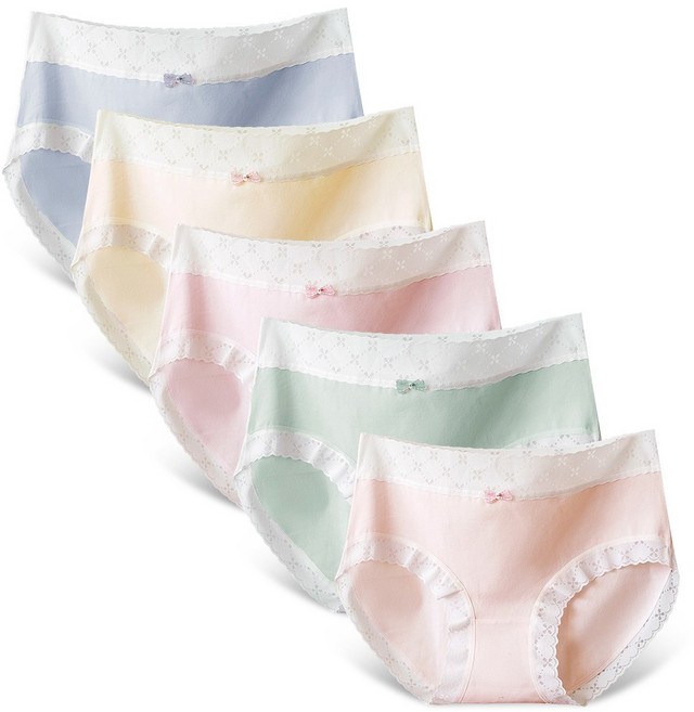 텅카 여성 팬티 순면 100% 심리스팬티 노라인 면 프리미엄 여성 팬티 5 세트 데일리 여성팬티 하이웨스트