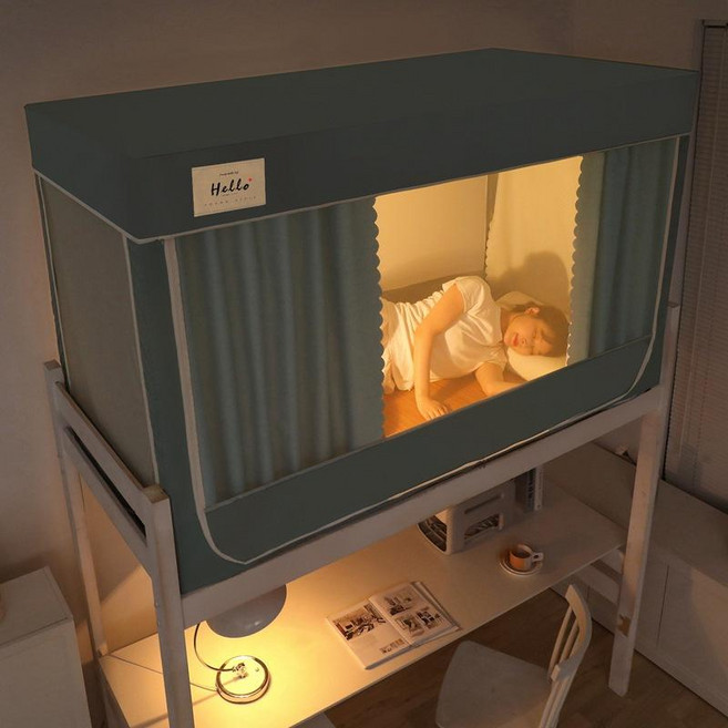 모기장텐트 침대 벙커 제품 암막 사각 실내텐트 침실가구 2층침대 암막텐트 휴식공간 차광 실내 기숙사, 4.표준 0.8 하단:빈 파란색, 1