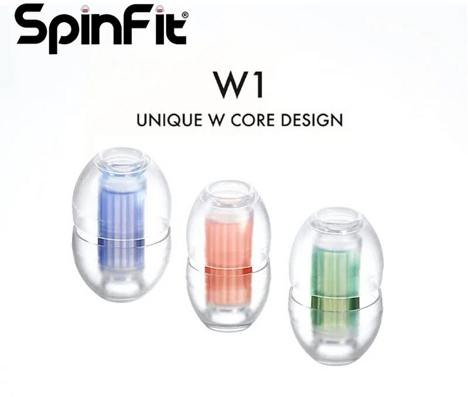 SpinFit-W1 실리콘 이어팁 특허 용 이중 W 자형 튜브 코어 5-6mm 이어폰 노즐 직경, 2.W1-M 1pair, 1개
