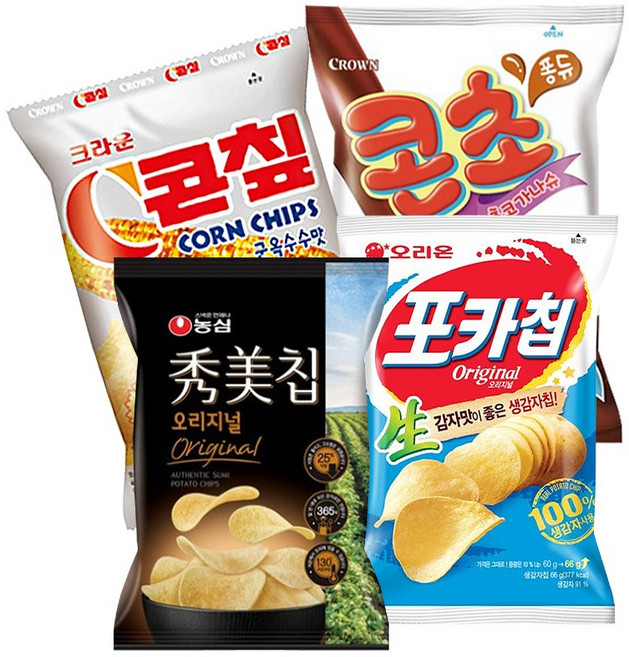 콘칩+콘초+수미칩+포카칩 / 글루텐프리 밀가루 안들어간 과자, 1세트