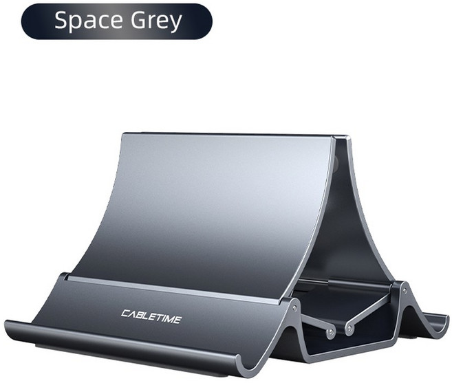 CABLETIME 수직 노트북 스탠드 Phone용 스탠드를 자동으로 수축 공간 태블릿 절약형 다기능, Metallic Space Grey