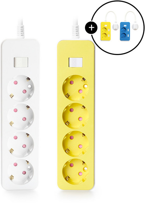 아이정 더좋은 멀티탭 통합 과부하 스위치 4구 추천 집들이선물 이사준비물 새집준비물, 2m, 옐로우, 1개