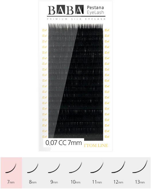 바바 블랙 실크 연장 속눈썹 프리미엄 원사 셀프 샵전용 국가자격증, 1개, 0.07 CC 7mm