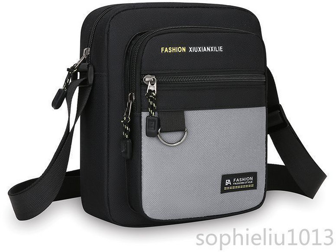 男士便攜包，運動大容量單肩包，防水斜挎包，日韓戶外運動背包，大容量豎款男包，潮流耐磨手拿包, 灰色