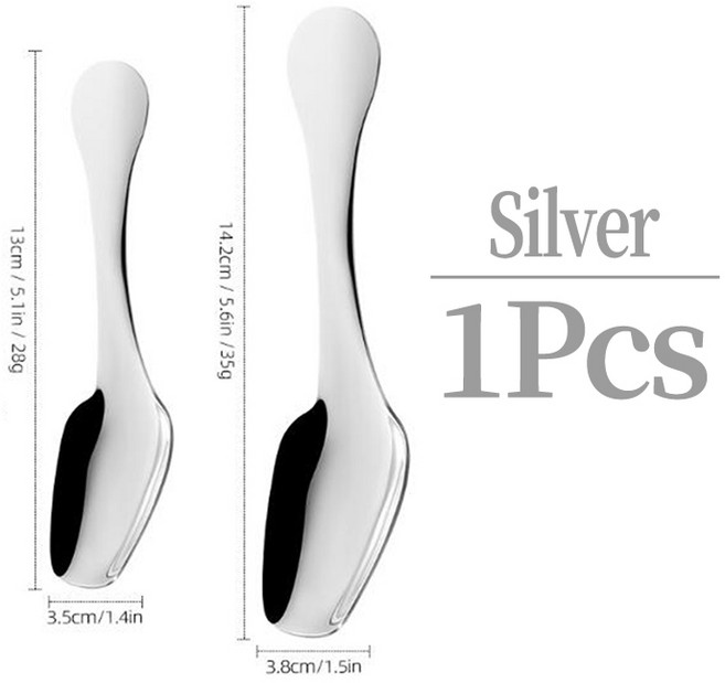 304 스테인리스 스틸 사각 티스푼 선물 두꺼운 짧은 손잡이 미니 아이스크림 커피 디저트, 02 S, 04 silver