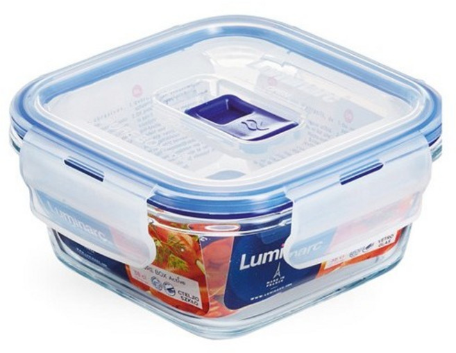 주방이모 프랑스산 루미낙퓨어박스 정사각 반찬통 내열강화유리 밀폐용기 전자렌지가능, 1개, 루미낙 퓨어박스 정사각 1호 380ml
