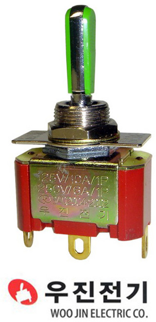 우진전기 WJT-3310 SF 적색 토글 스위치 3P 3단 10A 3핀 3310SF 적색, 1
