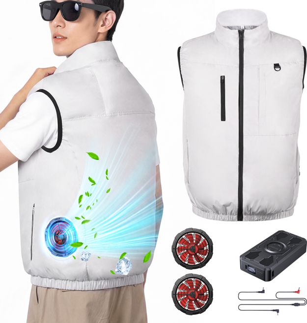 NICESUN 선풍기조끼 냉각 아이스조끼 대용량 20000mAh 보조배터리 포함 여름 작업복 남녀공용 낚시 등산 현장작업 K18