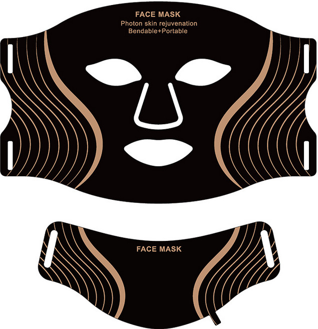 실리콘 LED 마스크 적외선 얼굴 목 뷰티디바이스 피부관리기, 프로버전(블랙 7색 목 포함), 목걸이 포함 멀티컬러 블랙 플러스