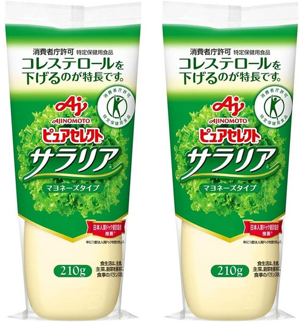 일본양배추소스 일본마요네즈 아지노모토 퓨어 셀렉트 살라리아 210g×2개, 2개, 210g