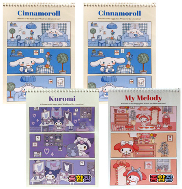 산리오캐릭터즈 무선종합장 35매, 4개, 캐릭터혼합