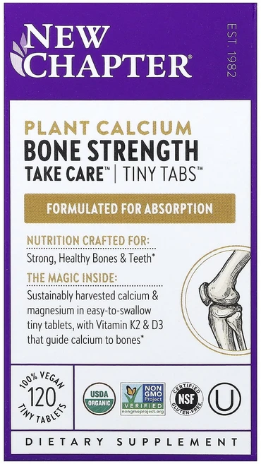 뉴쳅터 식물성 칼슘 본 스트렝스 테이크 케어 베지 타이니 정 120정, 4개 - 쿠팡