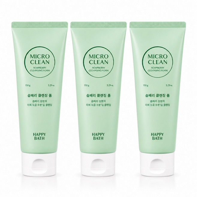 (아모레) 해피바스 마이크로 미셀라 솝베리 클렌징 폼 150g, 3개