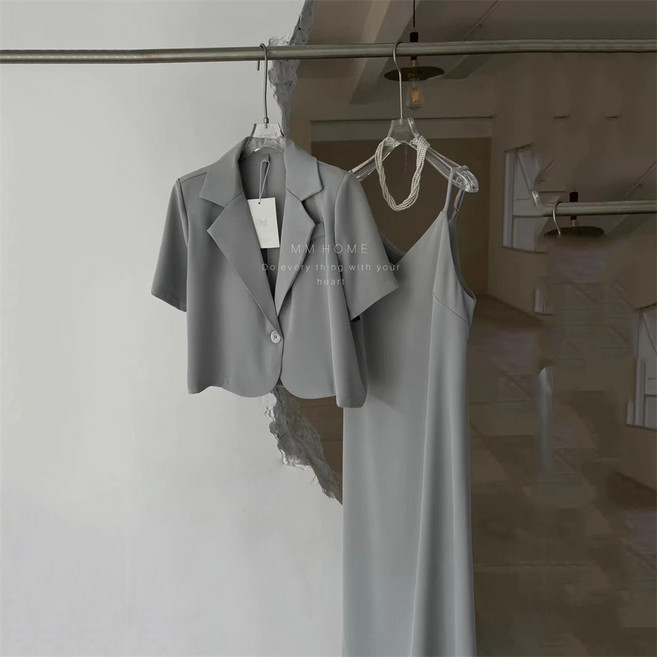 여성투피스 여성세트 반팔 자켓 민소매 롱원피스 세트업 여름 캐주얼 데일리 여성세트 0406 49