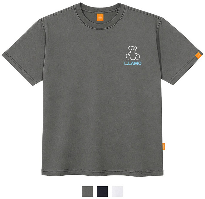 엘라모 라인베어 반팔 티셔츠 남녀공용 빅사이즈 S~4XL