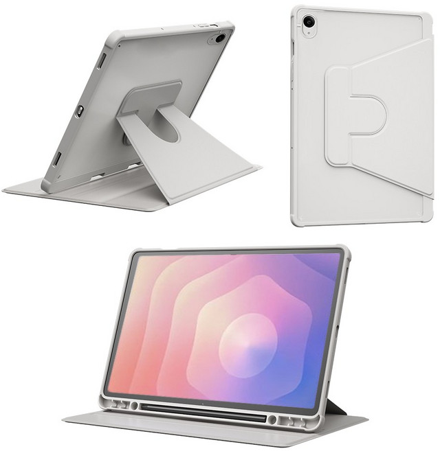 Mededo 삼성 태블릿 전 기종 360도 회전 아크릴 가죽 케이스, 1개, 회색 회전식