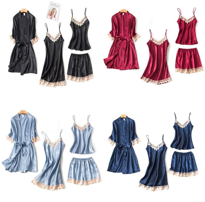 레이디매직(lady magic) 레이스 슬립 나이트가운 파자마 세트 잠옷 실크홈웨어