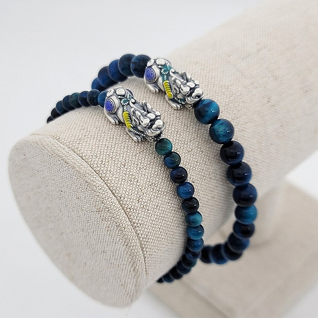 [윤가금방] 청량 블루 호안석 실버99.9 비휴 팔찌 커플 어버이날 기념일 생일선물