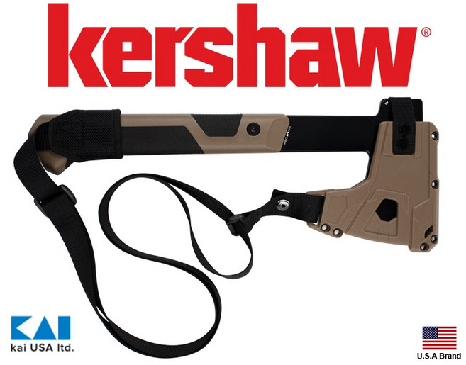 Kershaw DESCHUTES 斧頭 KS1075X 一體成型 黑染3Cr13鋼 GFN 狼棕色 握柄 附鞘背帶, 1個