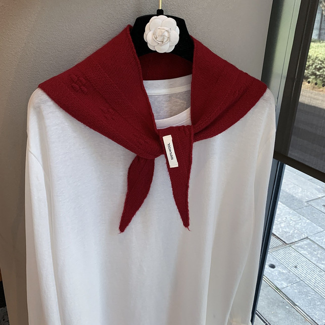 젬버트 여성 고급 부드러운 꽈배기 울100% 니트 숄 삼각 스카프 머플러