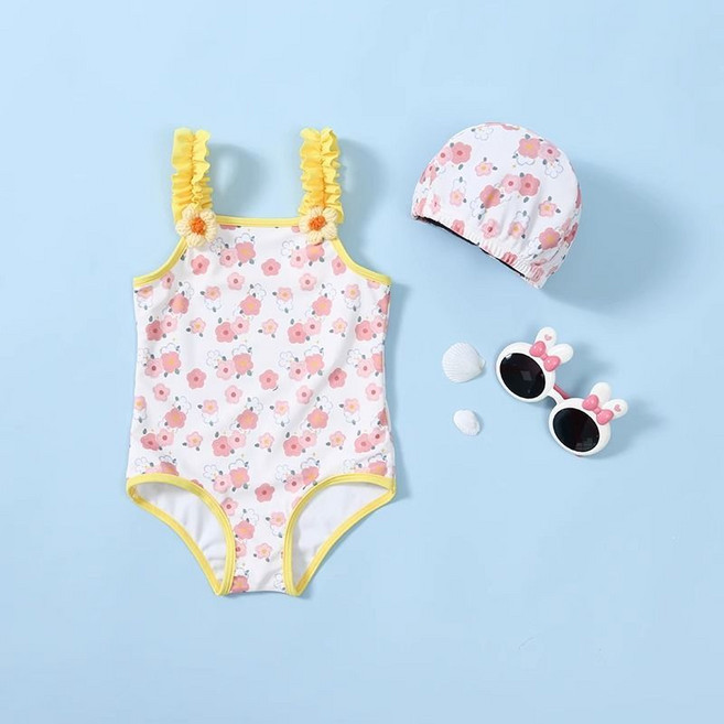 寶寶碎花泳衣套裝 嬰幼兒1-2歲女童速乾游泳裝